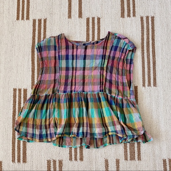 HOLDING HORSES Tops - Colorful plaid sleeveless top. Oversized fit.